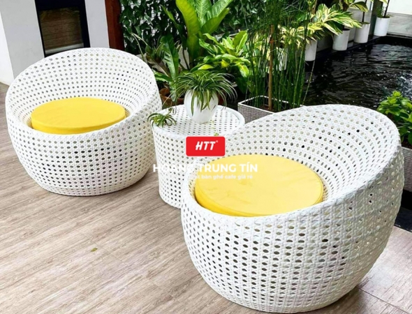 Bàn ghế cafe nhựa giả mây HTT034