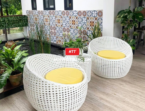 Bàn ghế cafe nhựa giả mây HTT034