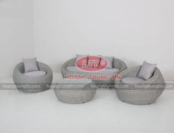 Bàn ghế sofa trứng đan nhựa mây HTT052