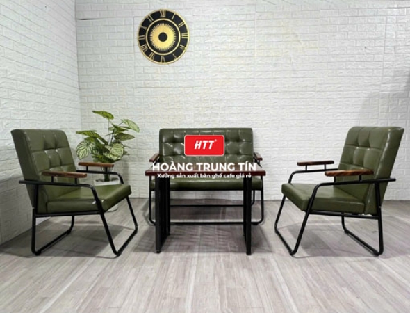 Bàn ghế sofa cafe sắt nệm HTT02