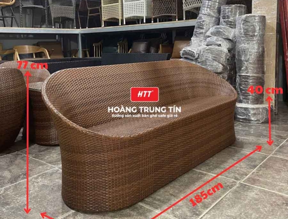 Bàn ghế sofa trứng đan nhựa mây HTT001