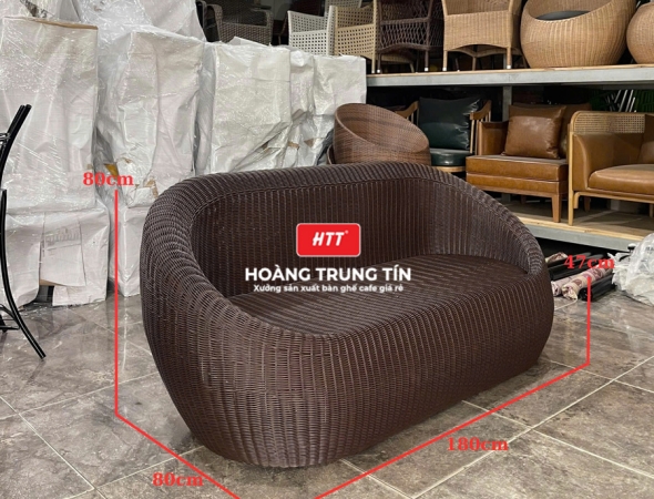 Bàn ghế sofa trứng đan nhựa mây HTT066