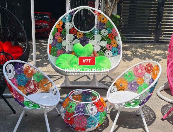 Xích đu đan nhựa giả mây HTT19