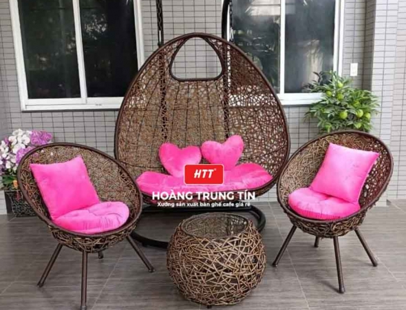 Xích đu đan nhựa giả mây HTT06