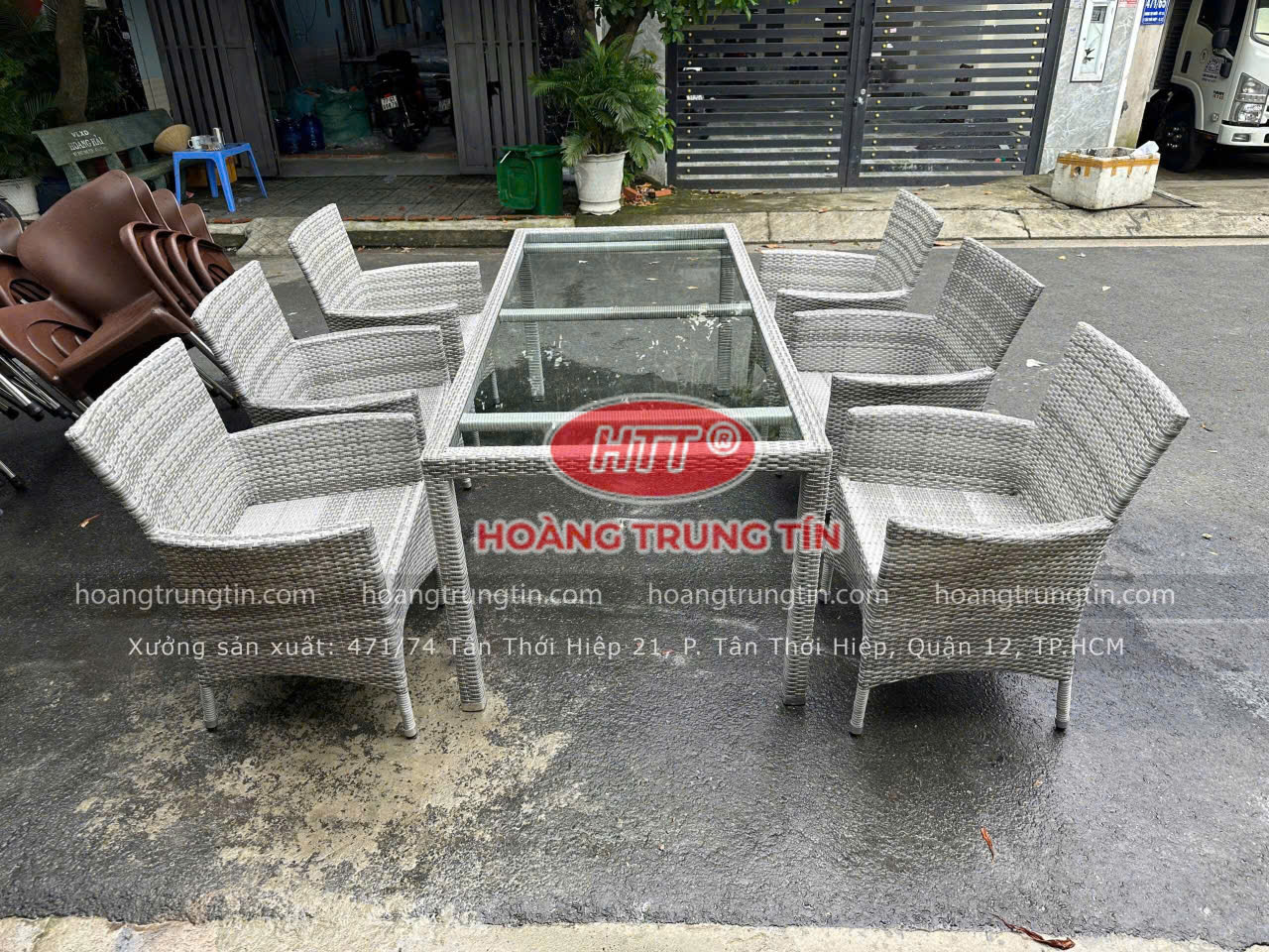 bộ bàn ăn 6 ghế mặt kính