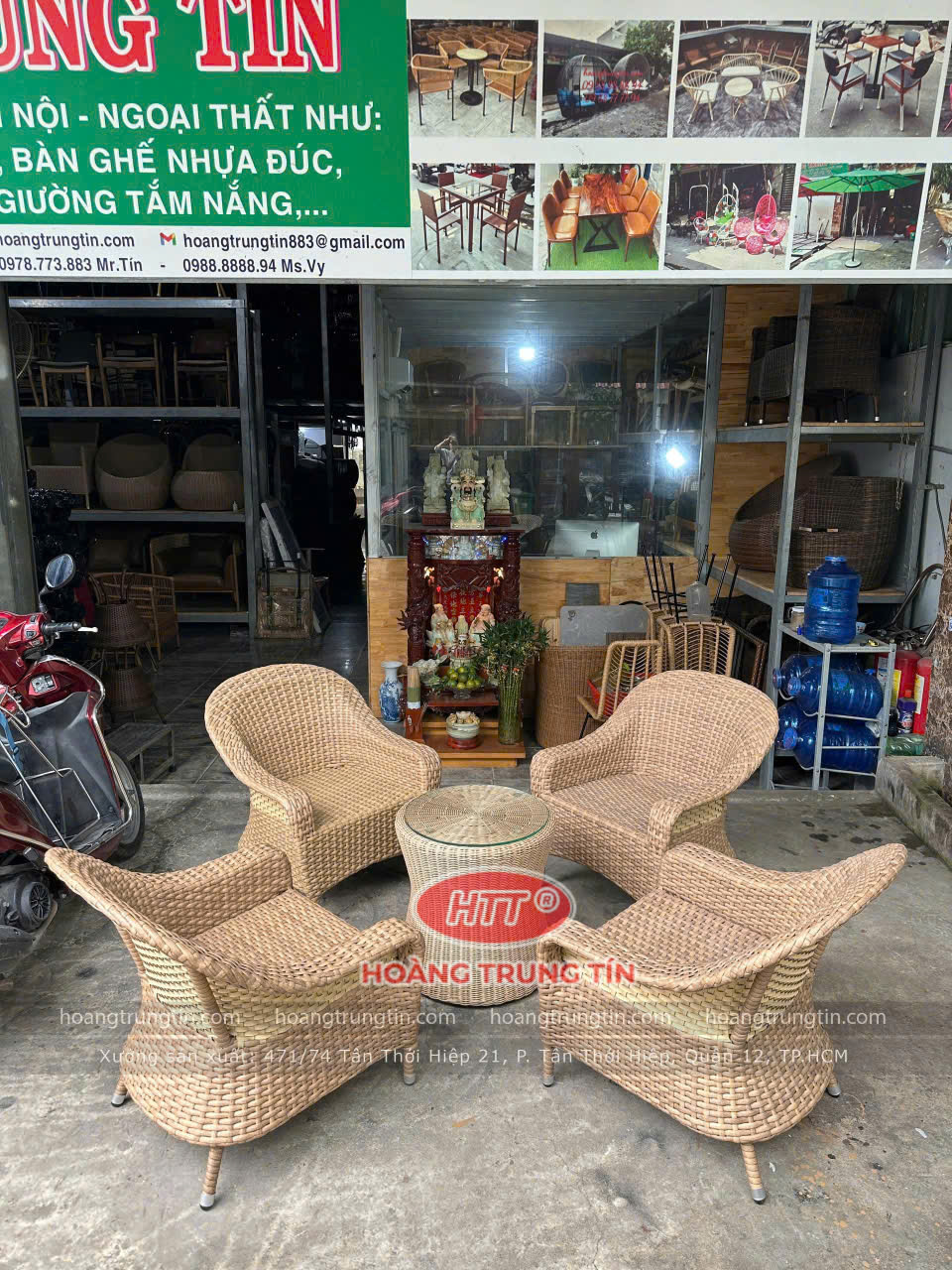 Ghế cafe đan nhựa mây ngoài trời