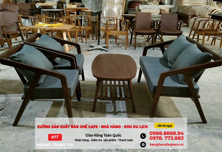 bàn ghế sofa cafe gỗ