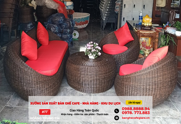 bàn ghế sofa cafe nhựa giả mây