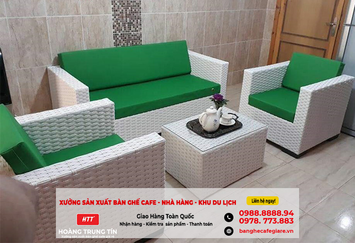 bàn ghế sofa cafe nhựa giả mây