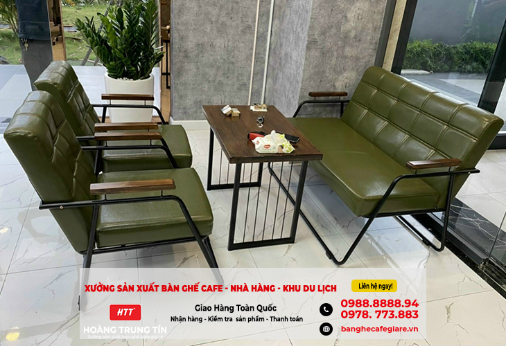 bàn ghế sofa cafe sắt nệm